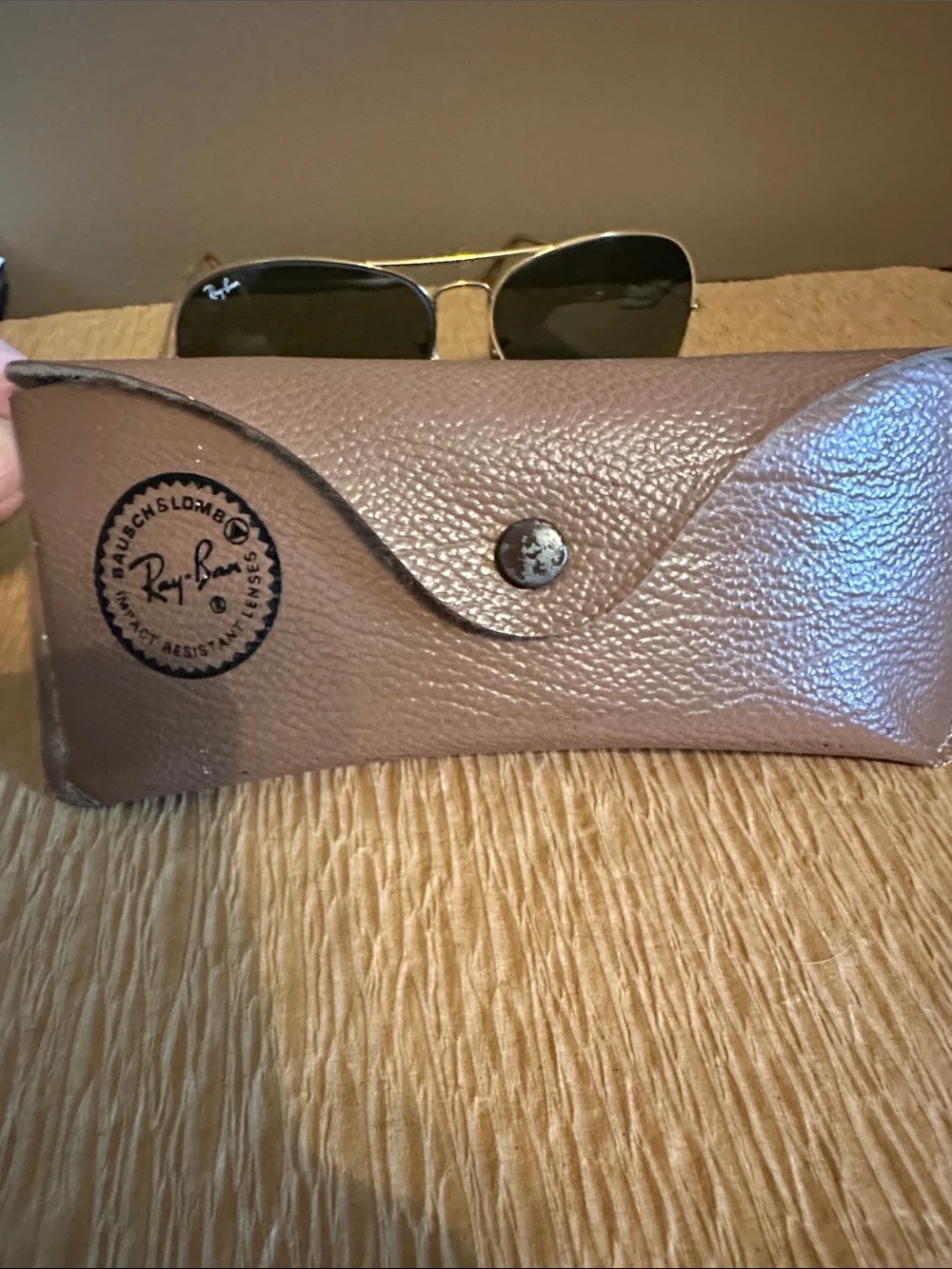 Vintage Ray-Ban Gold Frame Aviator Sunglasses with Dark Gray Lenses